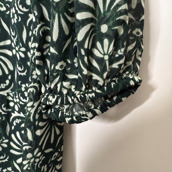 NWT Zara Printed Midi‎ Dress Green Large - Picture 7 of 12